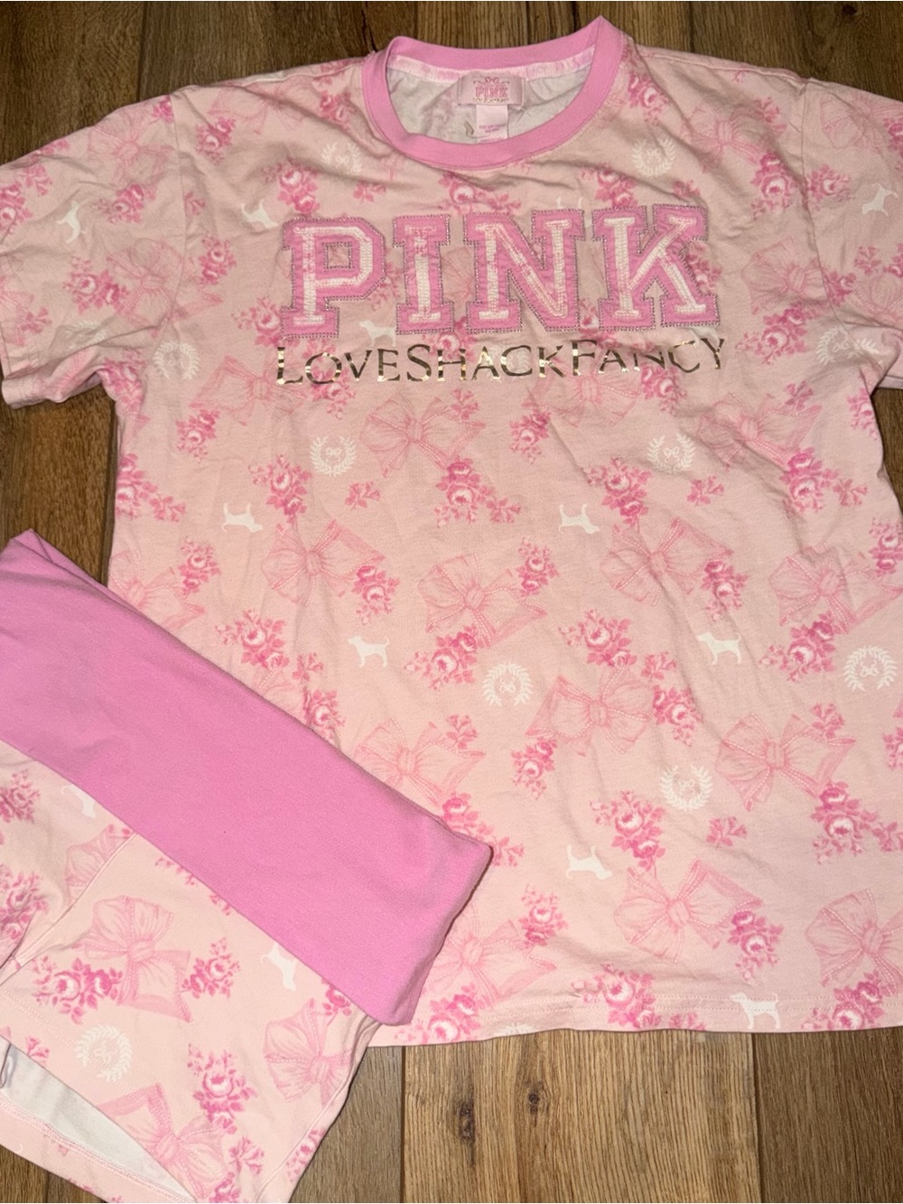 Loveshack Fancy XXS / XS Victoria’s Secret Pink Fold Over Shorts Outfit Bundle